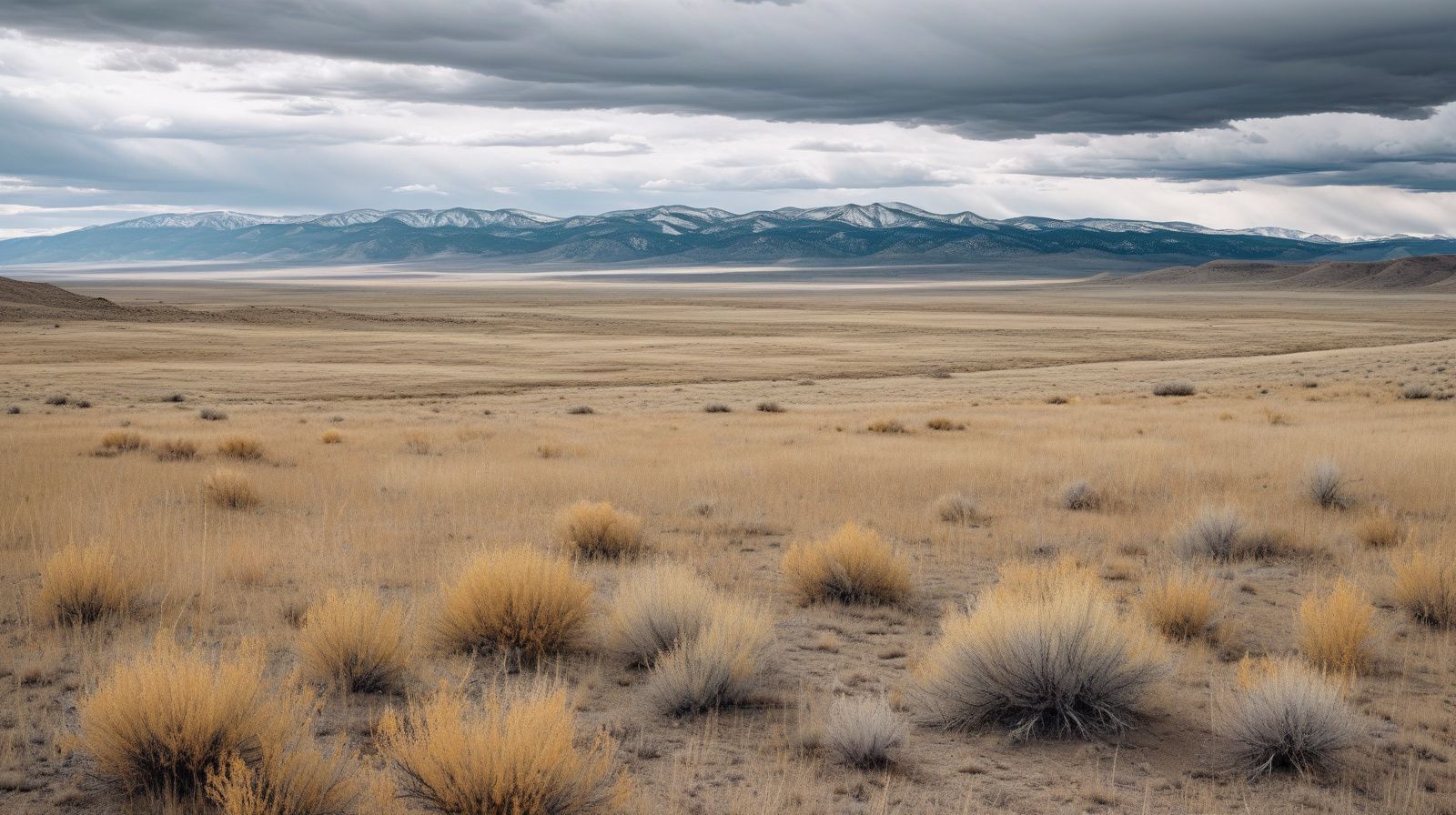 The flat San Luis Valley floor with distant snow-dusted peaks